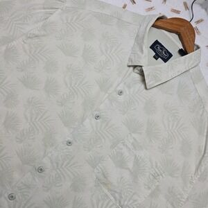 Nat Nast Men's Shirt Size 2XL Beige Short Sleeve‎ Palm Leaf Print Luxurywear